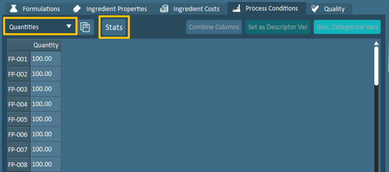 data process conditions quantities block